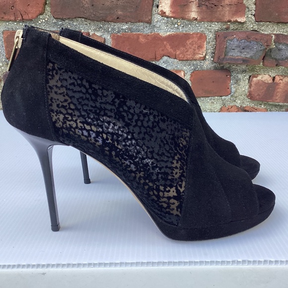 Jimmy Choo - Stiletto bootie - Open toe - Mesh and Suede 38.5 / 8 - Picture 1 of 7